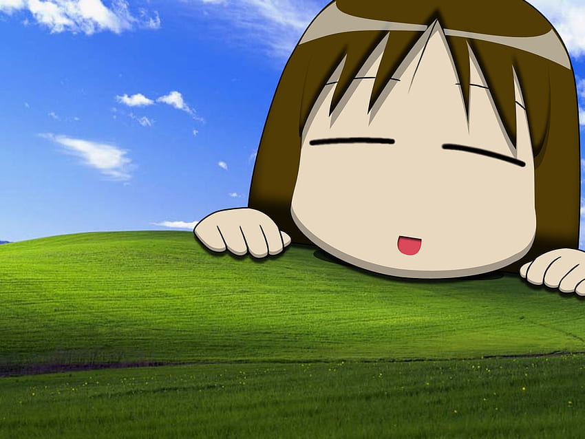 Osaka'dan Windows İstilası. Windows XP Bliss, Karikatür Çim HD duvar kağıdı
