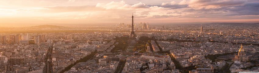 Paris Panoramic View Ultra Tło dla U Telewizor: Panoramiczny i UltraWide i Laptop: Wiele wyświetlaczy, dwa monitory: Tablet: Smartfon, panorama Paryża Tapeta HD