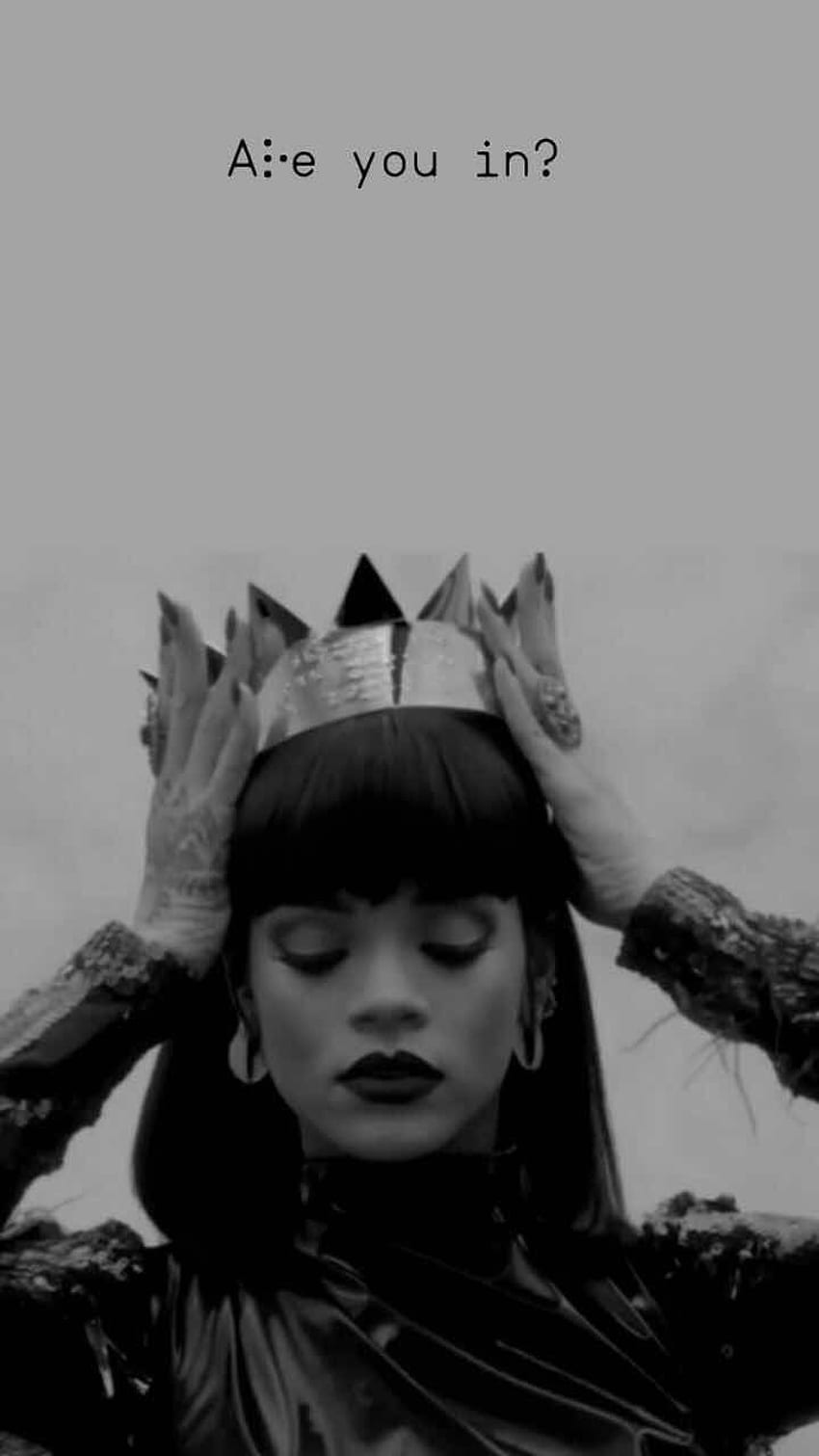 iPhone y Android: Reina Rihanna para iPhone y Android. Estética negra, pared en blanco y negro, Rihanna, Rihanna Anti fondo de pantalla del teléfono