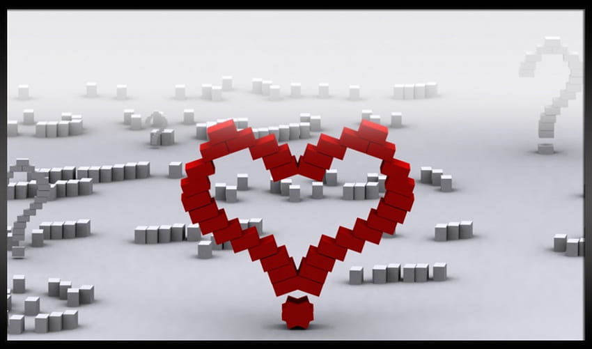 ¡bloques de corazón!, blancas, lindas, hermosas, 3d, abstractas, bonita, amor, rojas, corazones, encantadoras, bloques fondo de pantalla