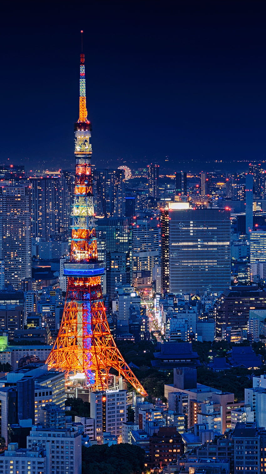 Tokyo Tower Japan Night Cityscape Ultra Mobile, Japonia Android Tapeta na telefon HD