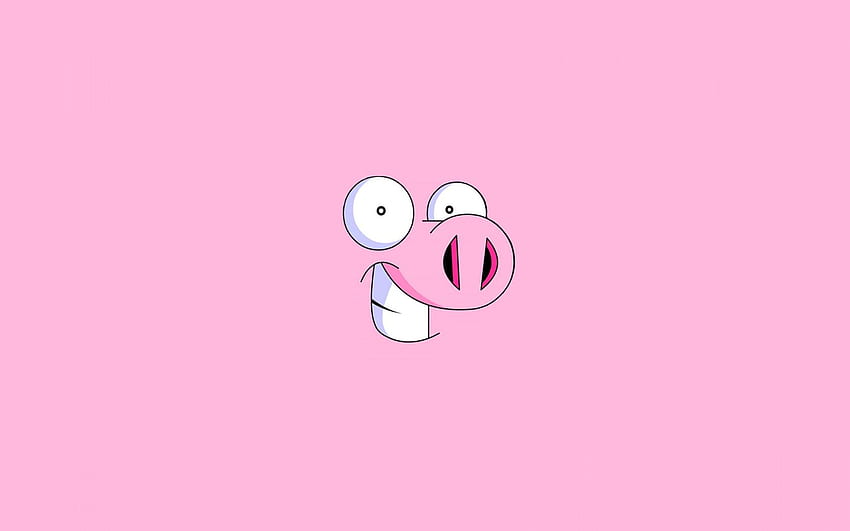 Cute Pink Cartoon Pig Background, Pure Pink HD wallpaper