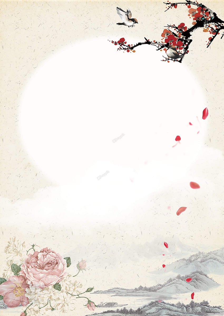 Pétales de fleurs de style chinois vecteur de fond de la Saint-Valentin chinois, Floral chinois Fond d'écran de téléphone HD