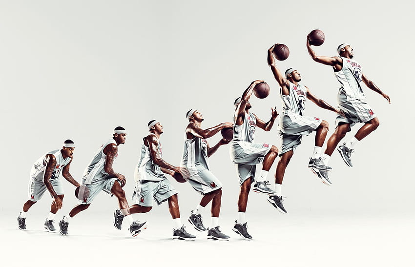 Carmelo Anthony Dunking Sport, Carmelo Anthony Logo papel de parede HD