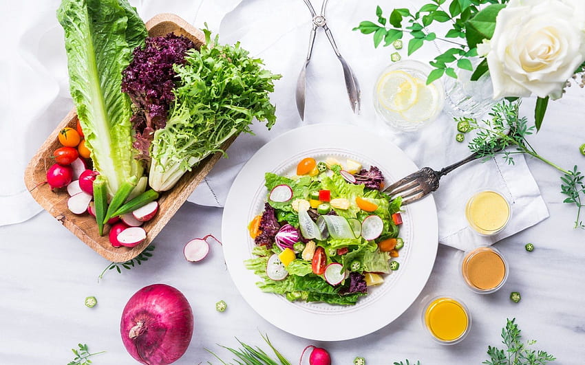 Food, Vegetables, Cabbage, Radish, Tomatoes, Salad, Cucumber HD wallpaper