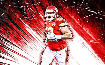 Chris Jones, red abstract rays, Kansas City Chiefs, defensive tackle