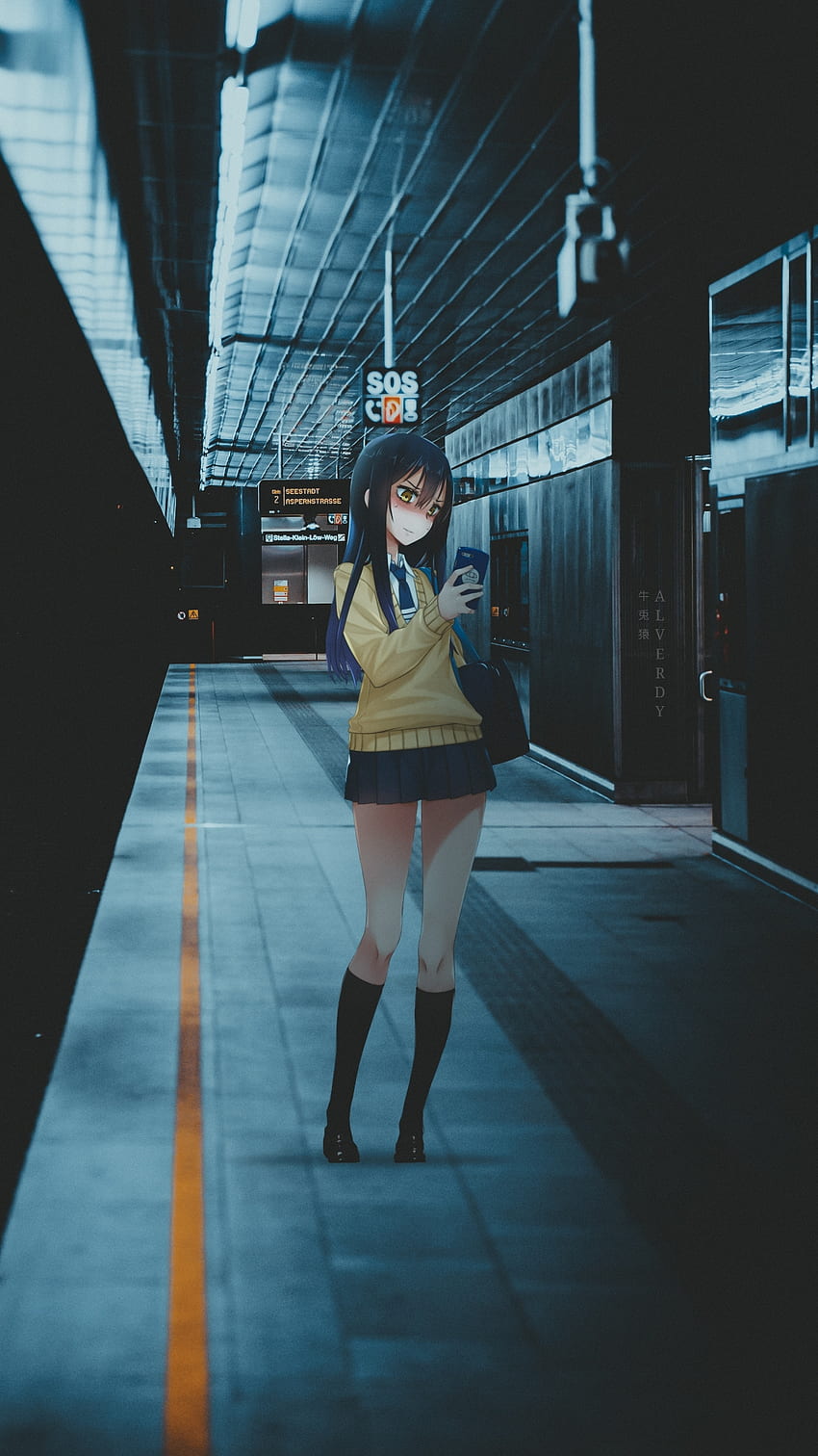 Miko Yotsuya, Anime x Reality, Anime Waifu, U-Bahn, Waifu, Mieruko-Chan, Anime-Ästhetik, Anime, Anime HD-Handy-Hintergrundbild