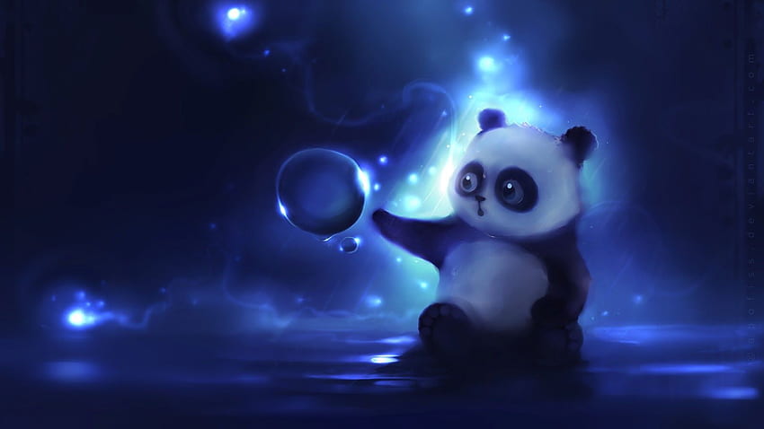 Cute animation with panda bear ball curiosity, Omfg HD wallpaper