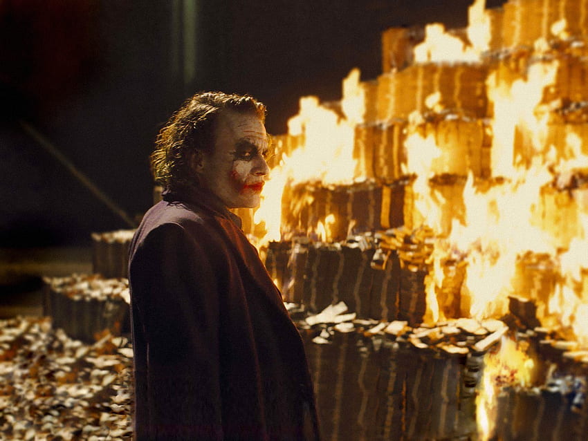 Joker Burning Money - - HD wallpaper