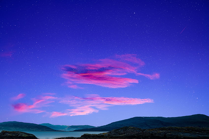 เมฆสีชมพู ท้องฟ้า มินิมอล พระอาทิตย์ตก ธรรมชาติ วอลล์เปเปอร์ HD