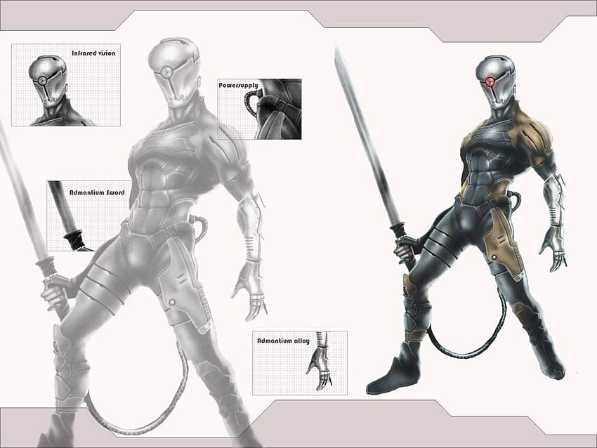 Cyber ​​​​Ninja, desain, pedang, baju besi, ninja, persenjataan, helm, sarung tangan, senjata Wallpaper HD