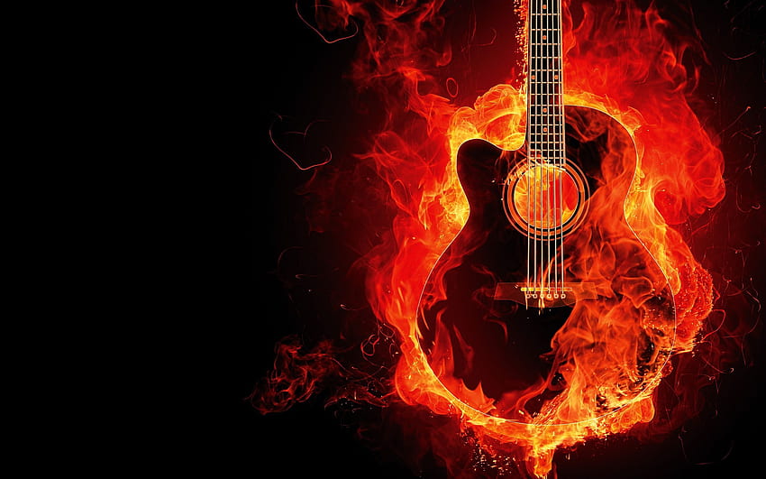 Gitarre in Flammen HD-Hintergrundbild