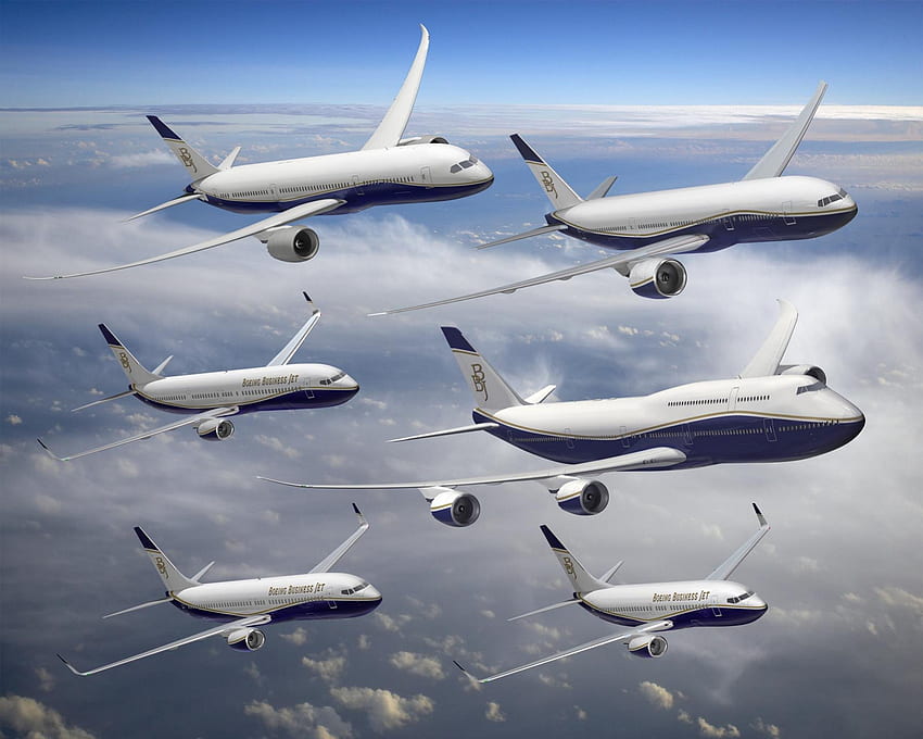 Boeings comercial, aviões, jumbo, avião, voando, boeing, viagens papel de parede HD