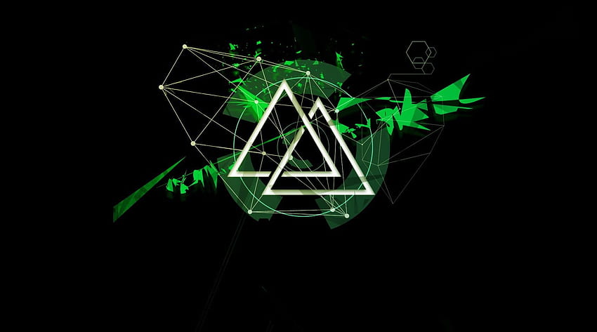Two white triangles digital , green, triangle, peak HD wallpaper