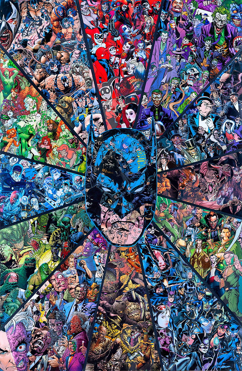 Komiks o superbohaterach, komiksy o Batmanie, komiksy Dc, Batman Collage Tapeta na telefon HD