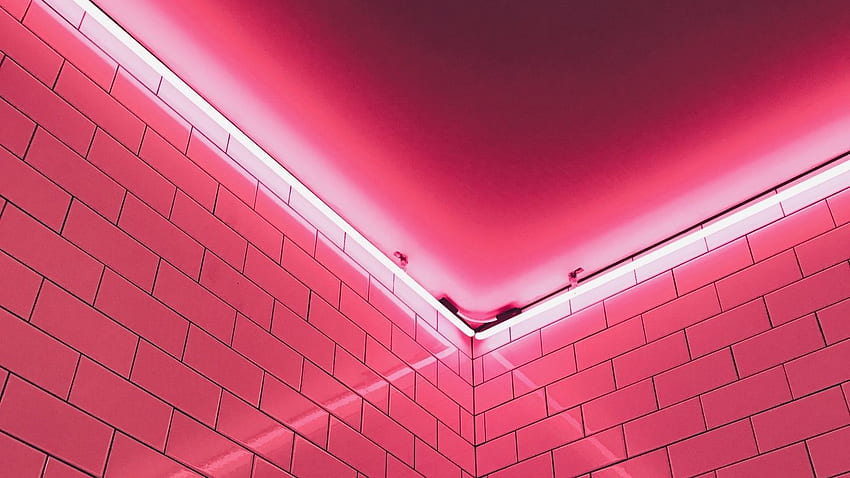 壁, 光, ピンク, タイル - ピンクの美的背景ワイド 高画質の壁紙