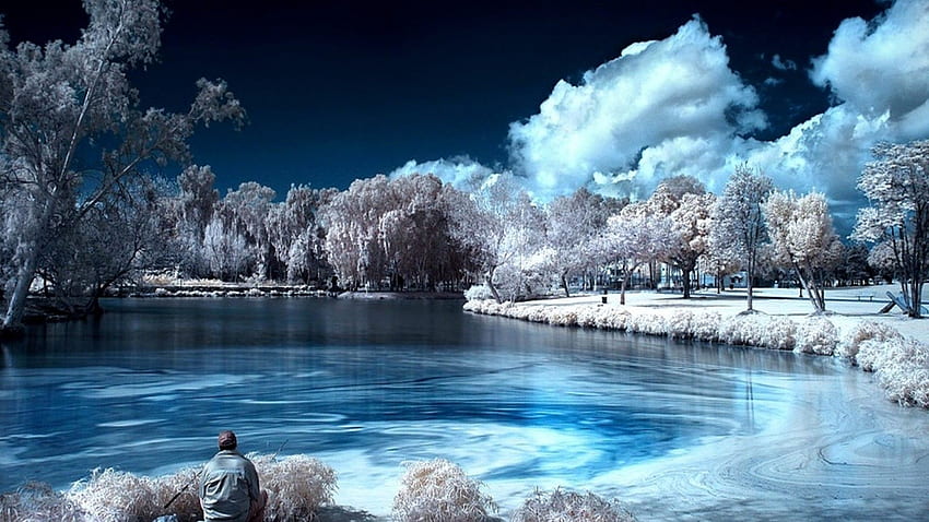 Infrared Wallpapers Of Lake At Night Background Blue Nature Picture  Background Image And Wallpaper for Free Download