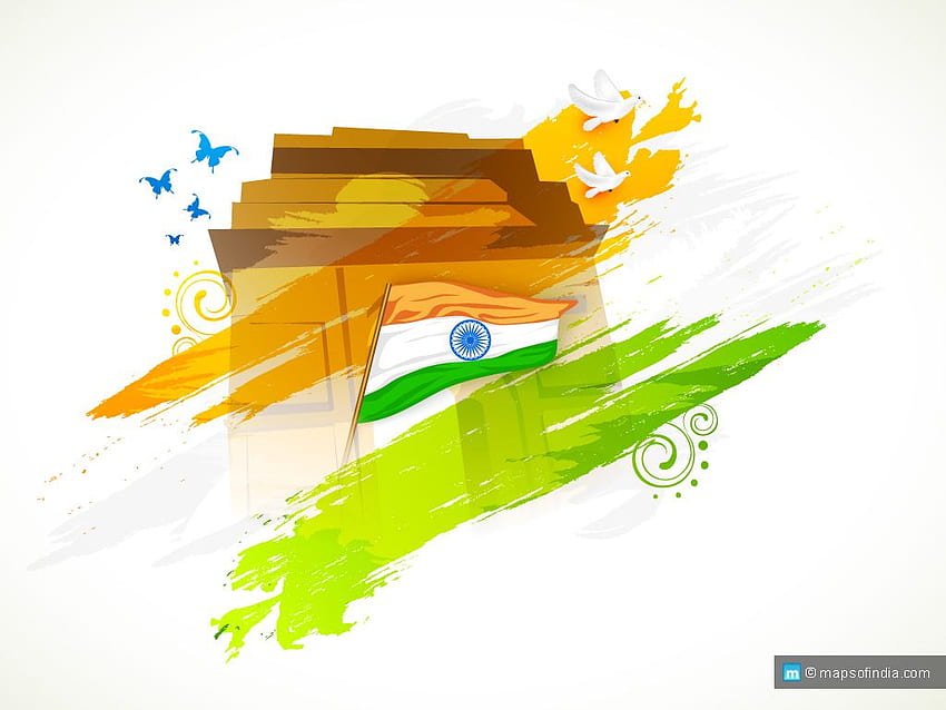 Bandeira Nacional da Índia, História da Bandeira Indiana, Emblema Indiano papel de parede HD