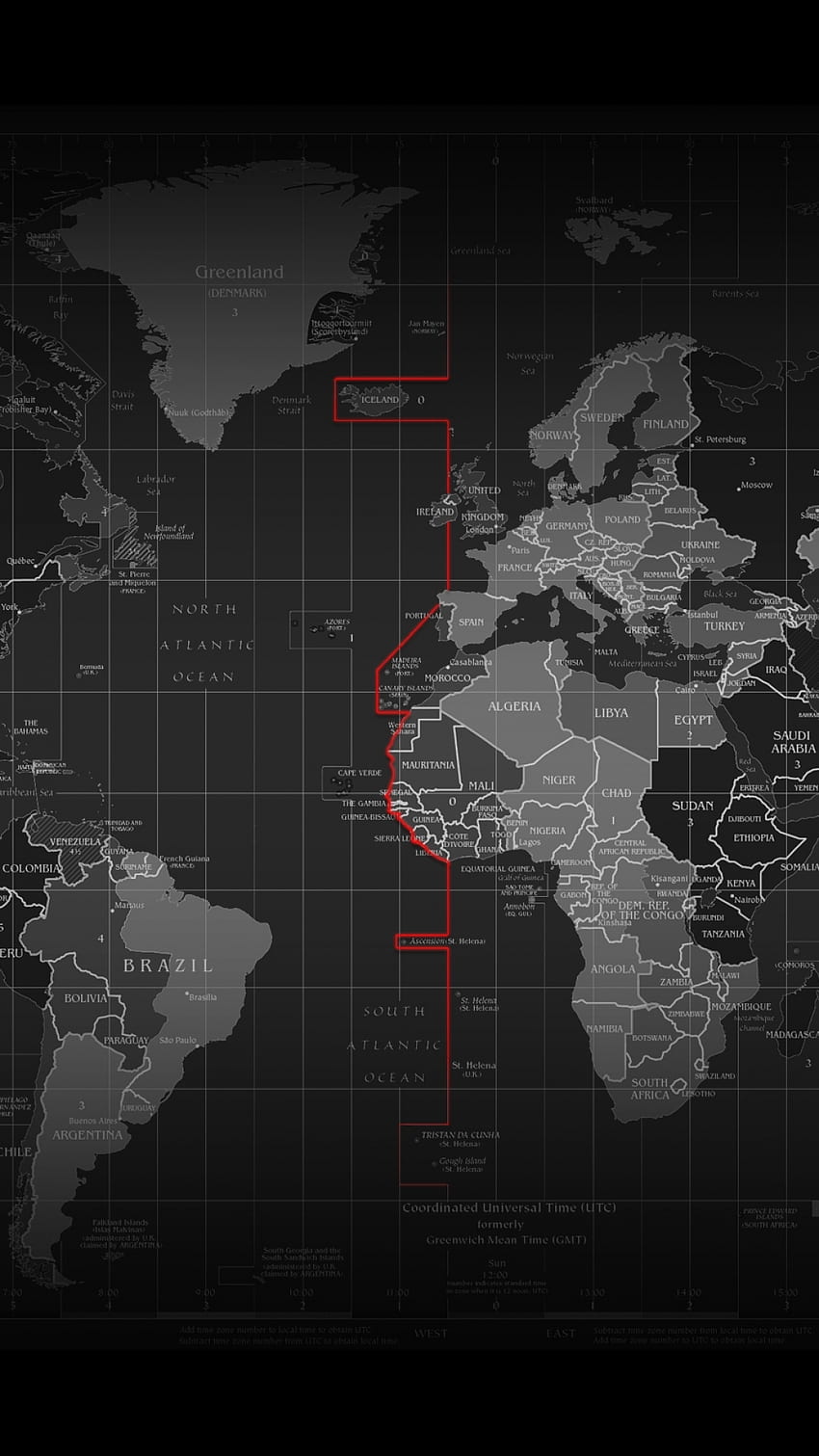世界地図の黒と白 HD電話の壁紙