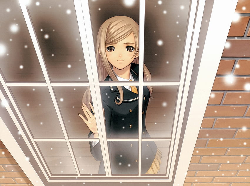 Anime, Snow, Girl, Window HD wallpaper