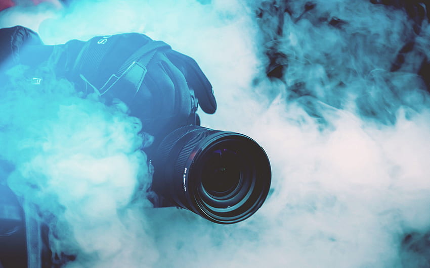 camera, grapher, smoke, color smoke ultra 16:10 background, Sony Camera HD wallpaper