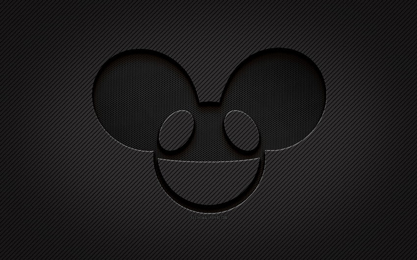 Deadmau5 carbon logo, , Joel Thomas Zimmerman, grunge art, carbon background, creative, Deadmau5 black logo, canadian DJs, Deadmau5 logo, Deadmau5 HD wallpaper