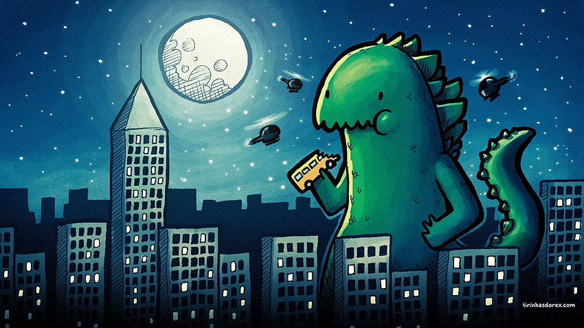 Godzilla animated illustration, cartoon, drawing, Godzilla HD wallpaper