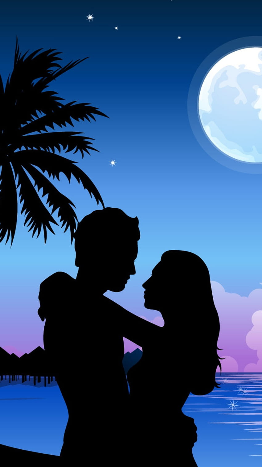 Couple Cartoon, Couple Love, Moon, Night HD phone wallpaper | Pxfuel