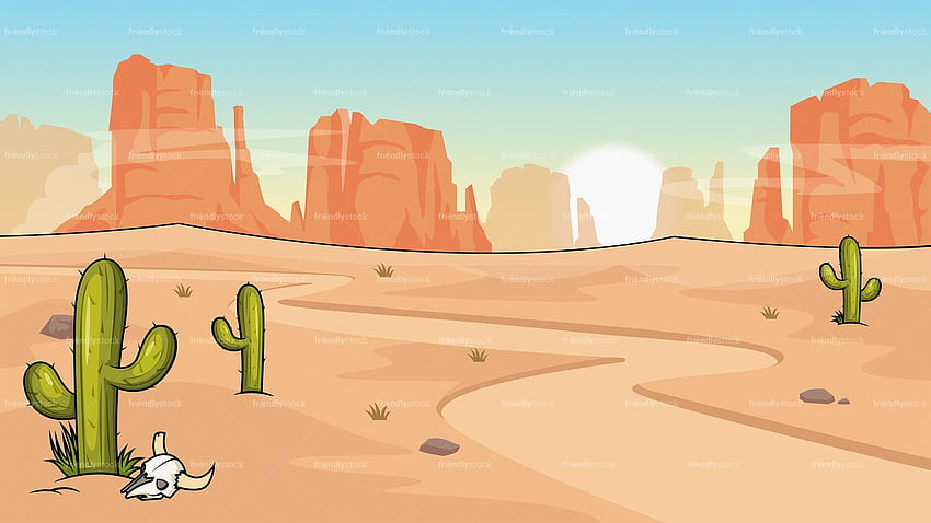 Dziki Zachód Pustynia Tło Cartoon Clipart Vector - FriendlyStock. Tło pustyni, tło kreskówki, dziki zachód Tapeta HD
