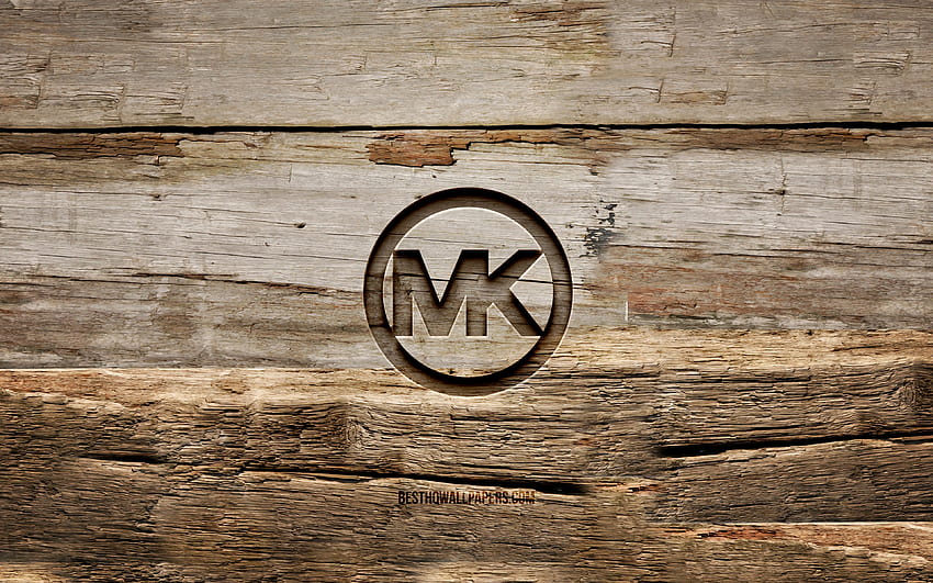Michael Kors wooden logo, , wooden backgrounds, brands, Michael Kors logo, creative, wood carving, Michael Kors HD wallpaper