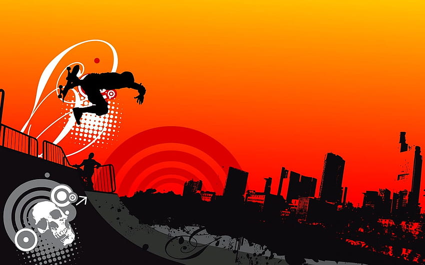 Digital Art, Cartoons, Extreme Sport background., Skateboard Art HD wallpaper