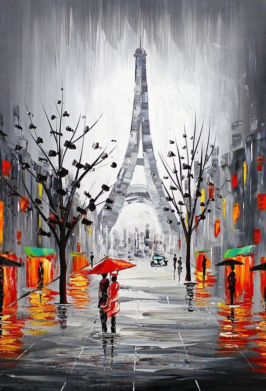 Kanvas Kota Abstrak Modern buatan tangan. · Dalam stok, Pastel Paris wallpaper ponsel HD