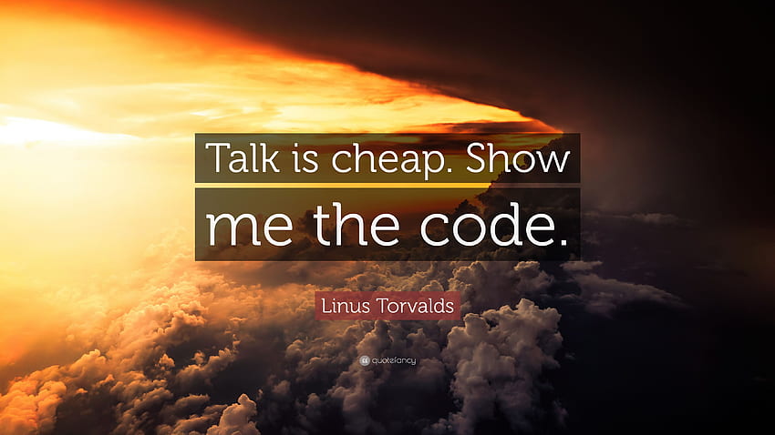 Linus Torvalds, Hablar es barato Muéstrame el código fondo de pantalla