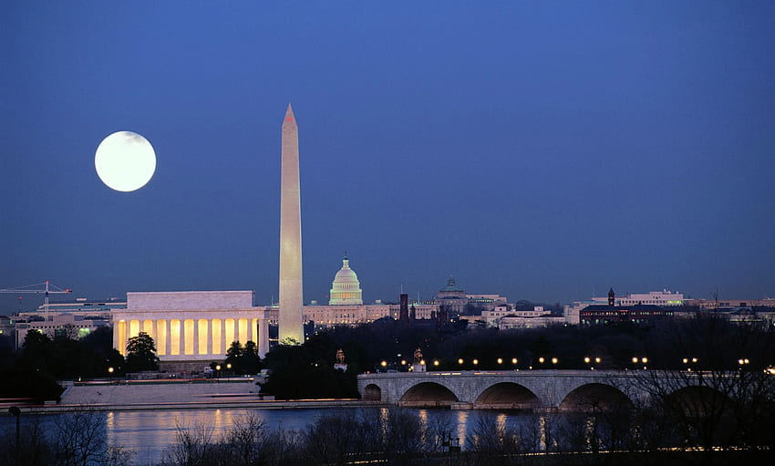Fundo dos monumentos de Washington DC. Monumentos de Washington DC, Monumentos de Washington DC, Horizonte de Washington DC papel de parede HD