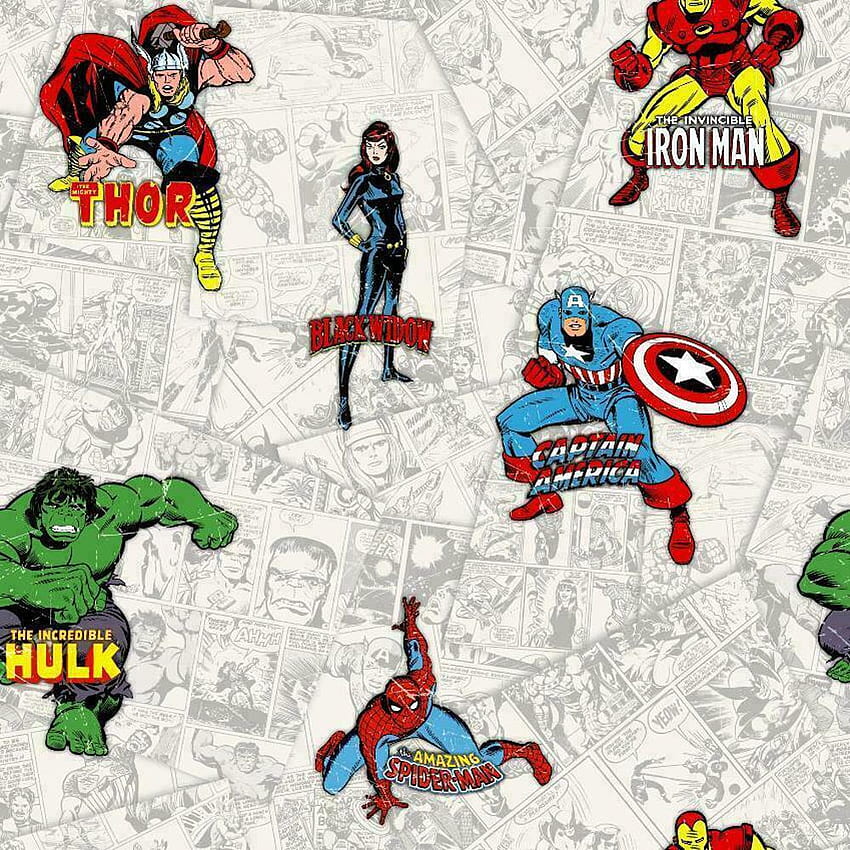 Avengers Marvel Comic Book Strip Hulk Spiderman Warna-warni. eBay, Buku Komik Avengers wallpaper ponsel HD