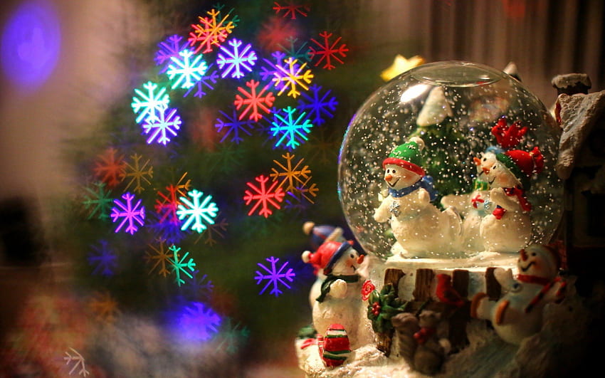 Mainan Natal, manusia salju, warna, bintang, xmas Wallpaper HD