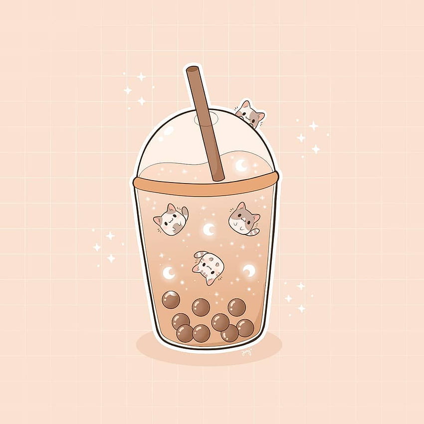 Bubble Tea Seamless Pattern Vector Illustration Boba Pattern On Chocolate  Color Background Stock Illustration  Download Image Now  iStock