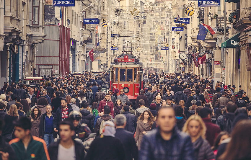 rua, pessoas, Istambul, multidão, Turquia, bonde, Paisagem urbana, vida cotidiana, cena urbana para, seção город papel de parede HD