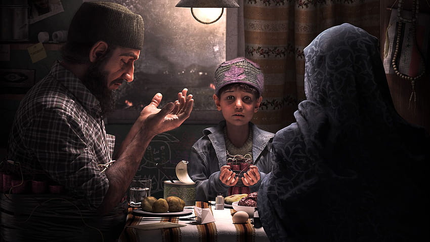 Die letzte Mahlzeit von xinhou. Abstrakt. 3D, muslimische Familie HD-Hintergrundbild
