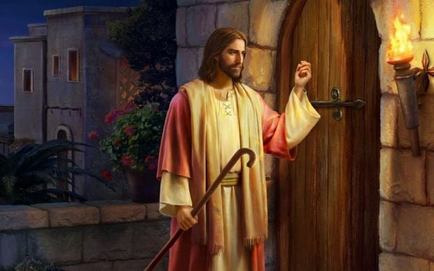 Jesus klopft, Christus, Nacht, Tür, Jesus, klopft HD-Hintergrundbild