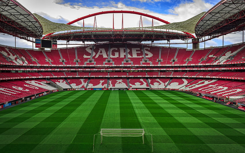 Benfica Stadium, R, Estadio da Luz, 빈 경기장, 축구 경기장, 축구, Benfica 경기장, 리스본, 포르투갈, 해상도가 있는 포르투갈 경기장. 고품질 HD 월페이퍼
