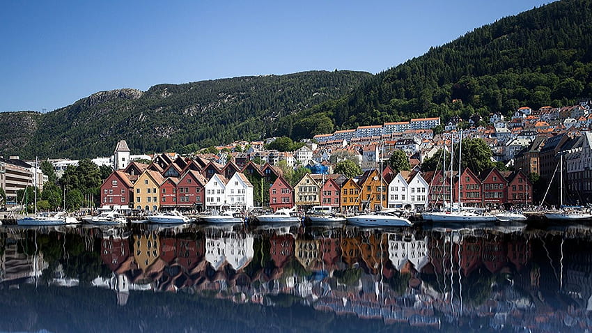 Bergen Norway Bryggen Coast Cities Houses HD wallpaper