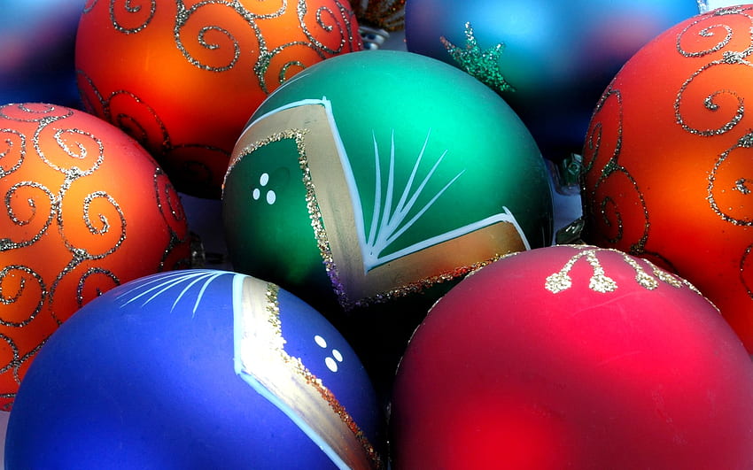 Bola Natal, perhiasan, warna-warni, Natal, bola Wallpaper HD