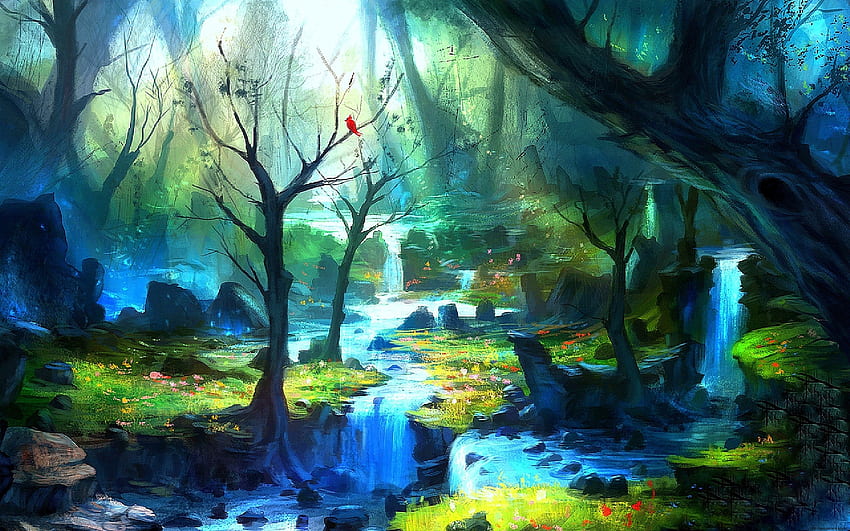 Enchanted Forest, Fairy Tale Forest HD wallpaper