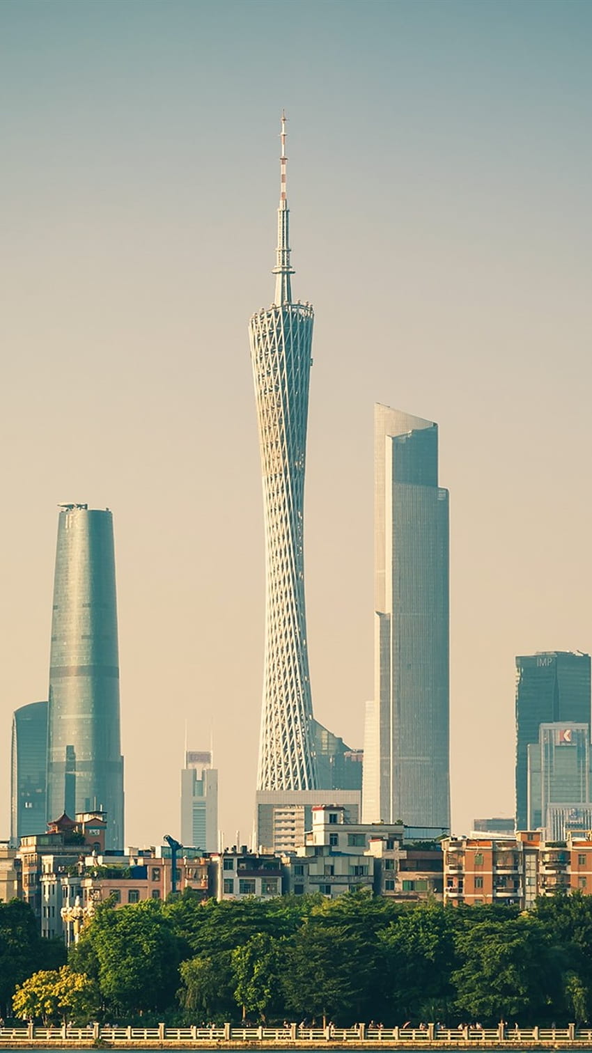Stadt, Guangzhou, Wolkenkratzer, Turm, China , , Guangzhou iPhone HD-Handy-Hintergrundbild