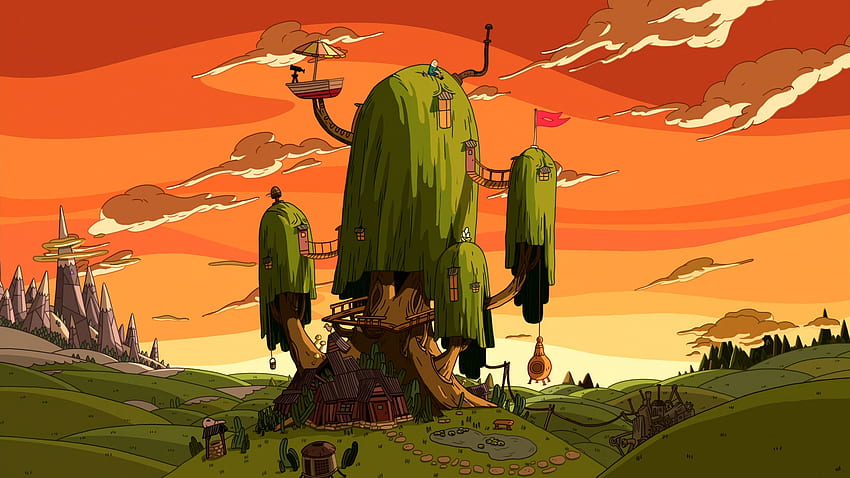 Tree Fort - Tramonto [S8E20], Adventure Time Treehouse Sfondo HD