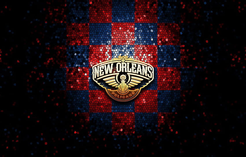 sport, logo, basketball, NBA, glitter, checkered, New Orleans Pelicans for , section спорт HD wallpaper