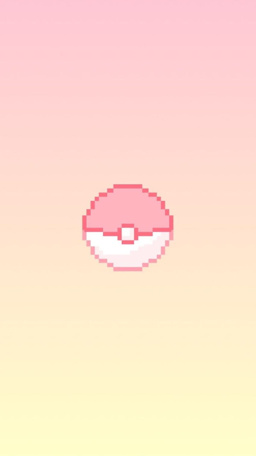 pixel, pokeball, cute and pink -, Minimal Pokeball HD phone wallpaper
