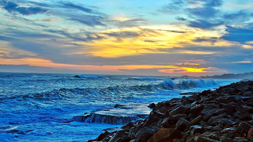 Natureza, Pedras, Mar, Verão, Surf papel de parede HD