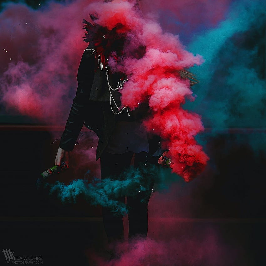 Shadow Of A Man With Red Smoke 4K 5K HD Red Aesthetic Wallpapers